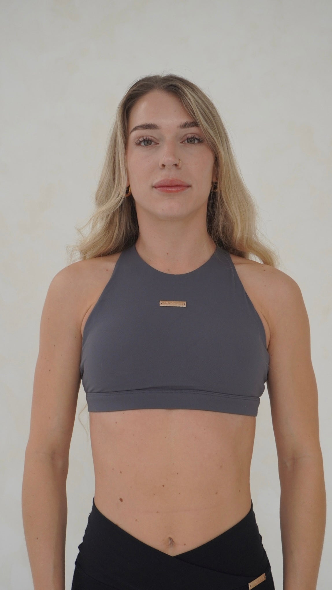 Steel High Neck Sports Bra