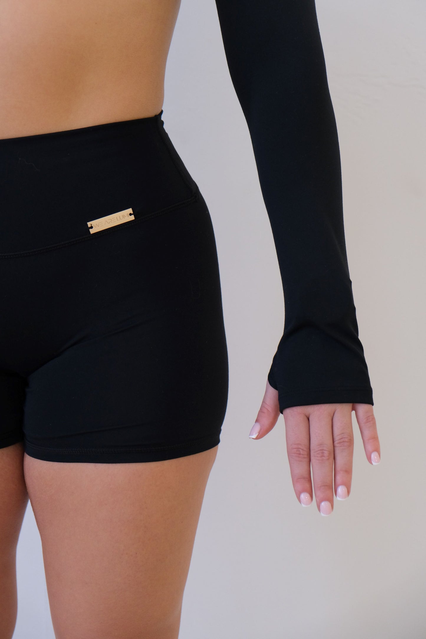 Black Crossover Long Sleeve Crop