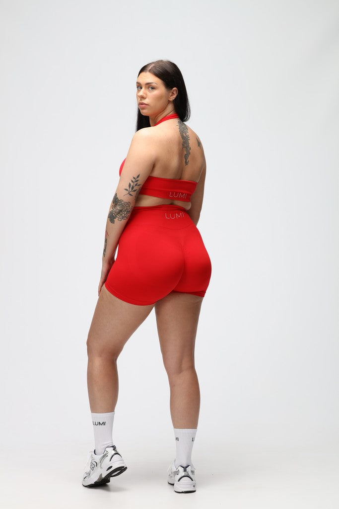 Red Halter Neck Sports Bra