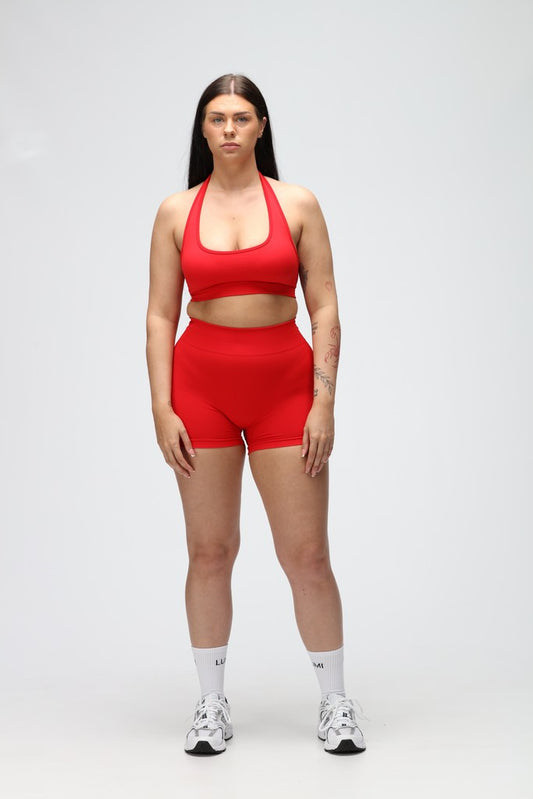 Red Halter Neck Sports Bra